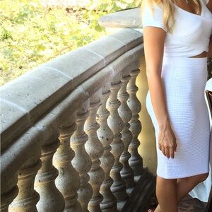 Bebe White Knit Crop Top and Pencil Skirt Set